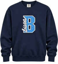 B Embroidered with Glitter Applique Crewneck