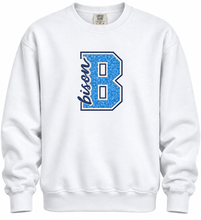 B Embroidered with Glitter Applique Crewneck