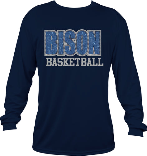 Bison Basketball  Block with Bling  T-shirt